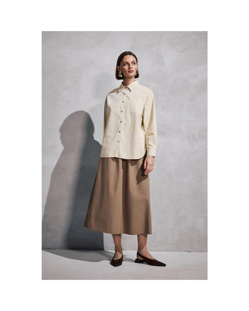 Midi Skirts Notyz de color Natural