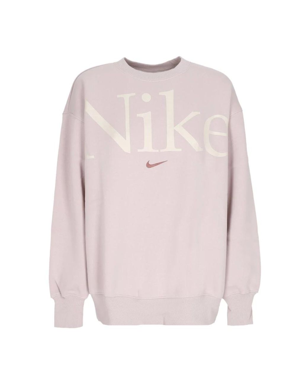 Nike Fitness ,Paars ,Katoen Phoenix Fleece Crewneck Sweatshirt Oversized Logo in het Pink