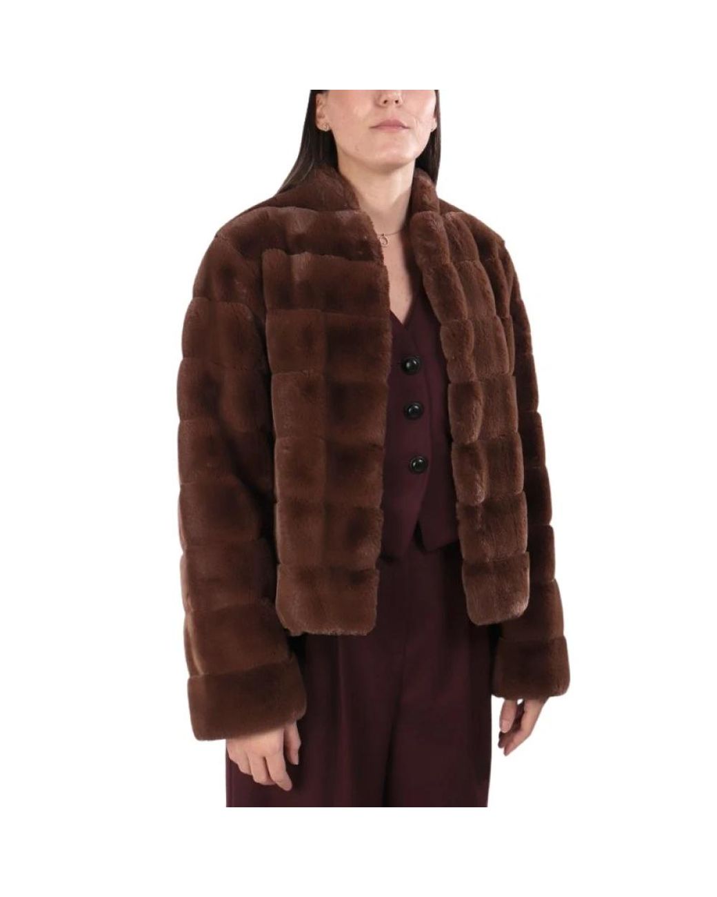 Marella Brown Faux Fur & Shearling Jackets