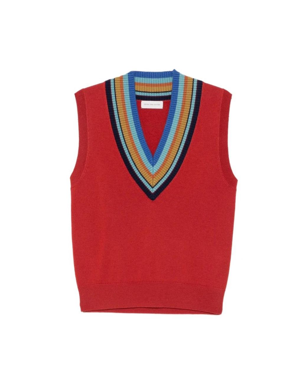Dries Van Noten Red V-Neck Knitwear