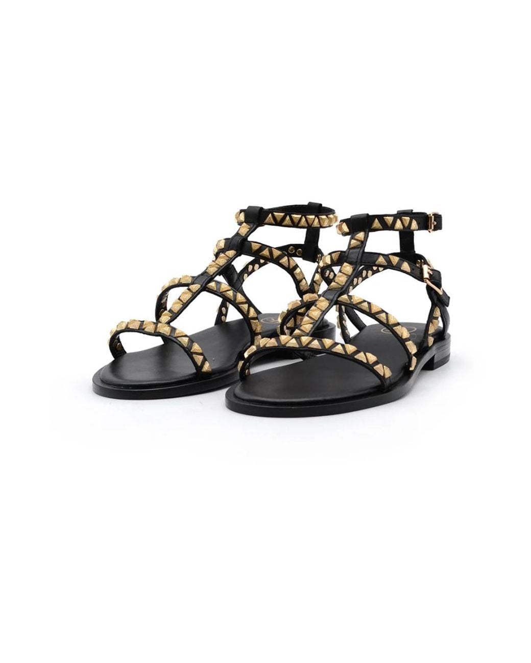 Ash Black Flat Sandals