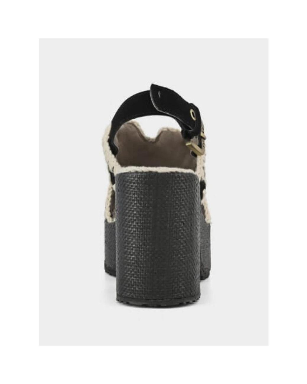 Mou Black Raffia Platform Back Strap Sandalen