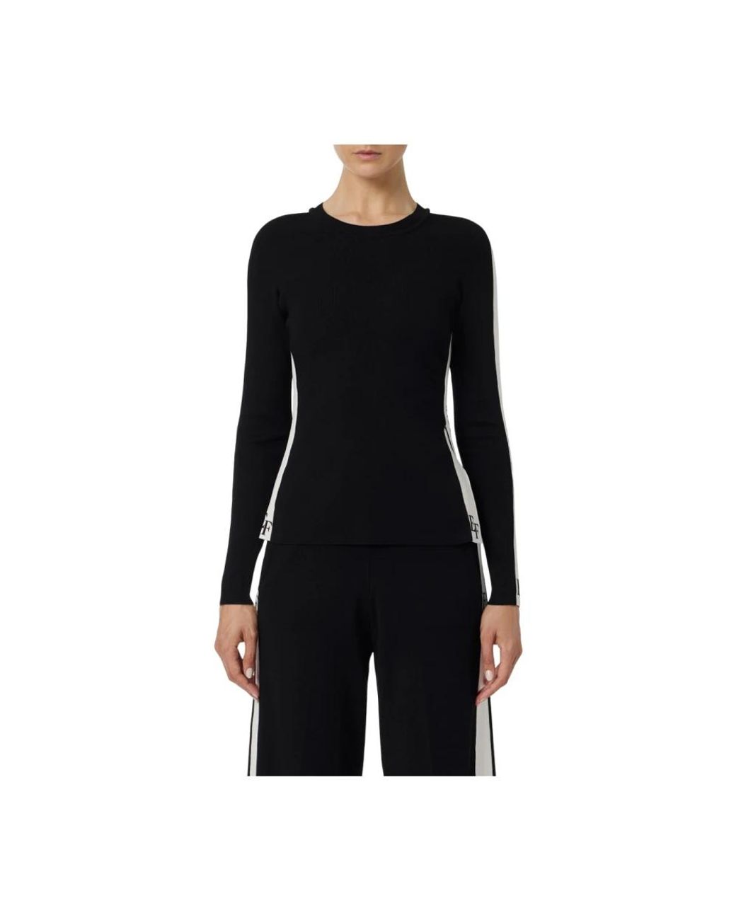 Elisabetta Franchi Black Long Sleeve T-Shirts