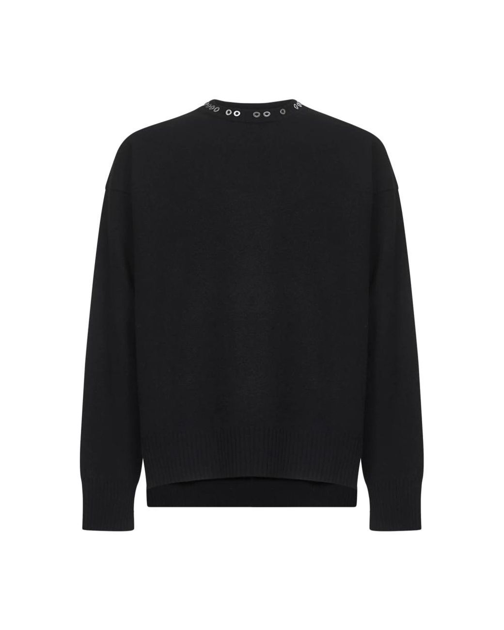 Jil Sander Truien & Vesten ,Zwart ,Wol Zwarte Wollen Trui Met Metalen Versiering in het Black voor heren