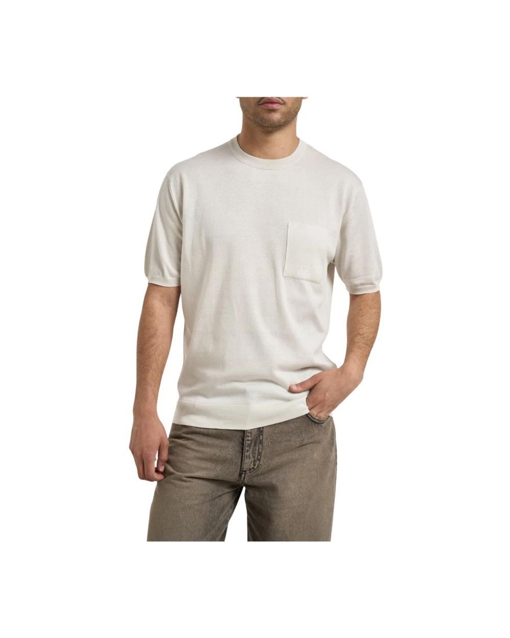 C P Company Gray Round-Neck Knitwear for men