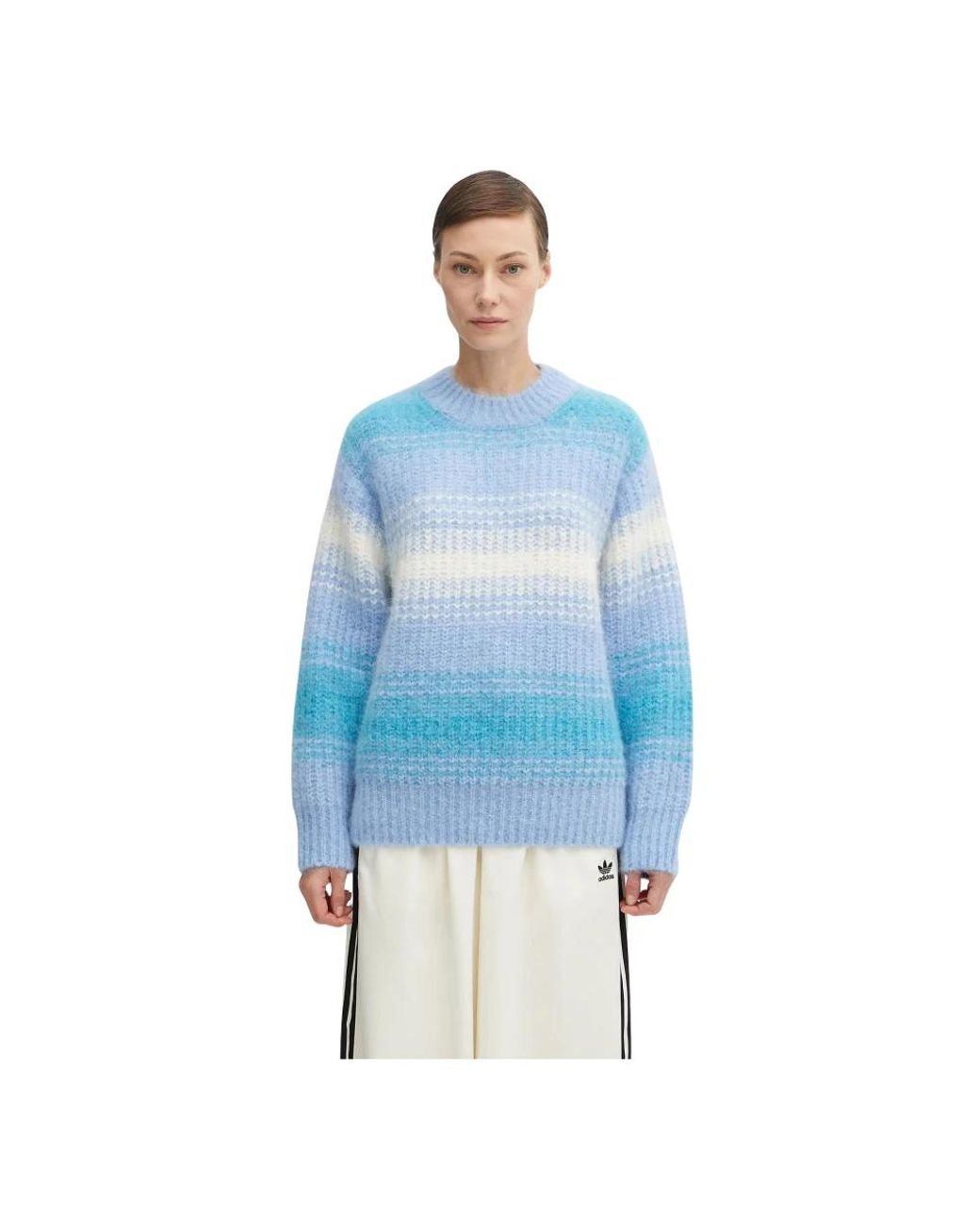 KENZO Blue Speed Stripe Hairy Knit Pullover