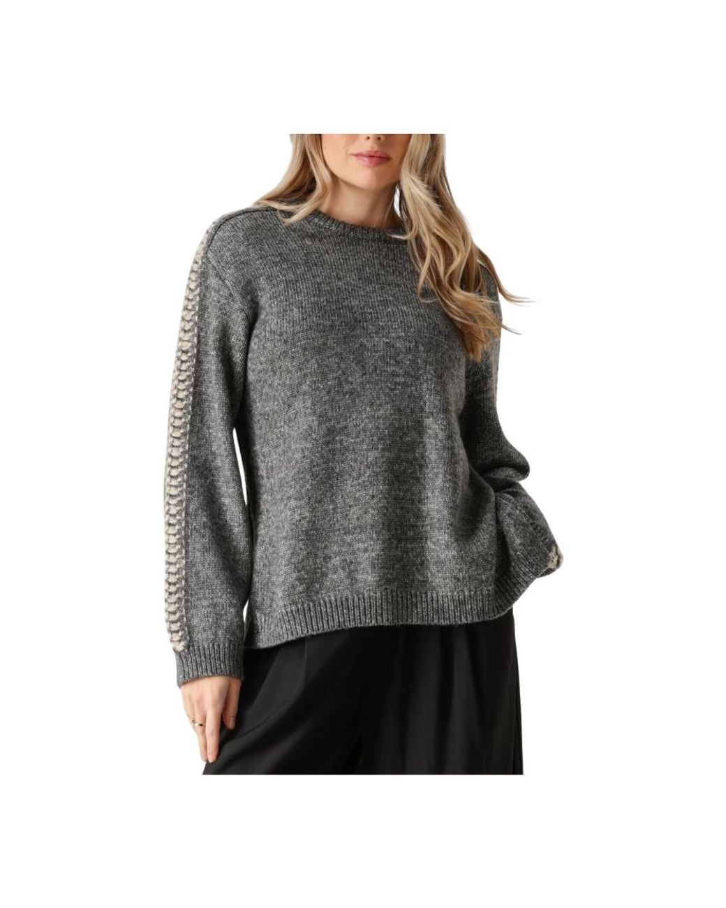 Modström Truien & Vesten ,Grijs ,Donkergrijze Linemd O-Hals Cardigan in het Gray