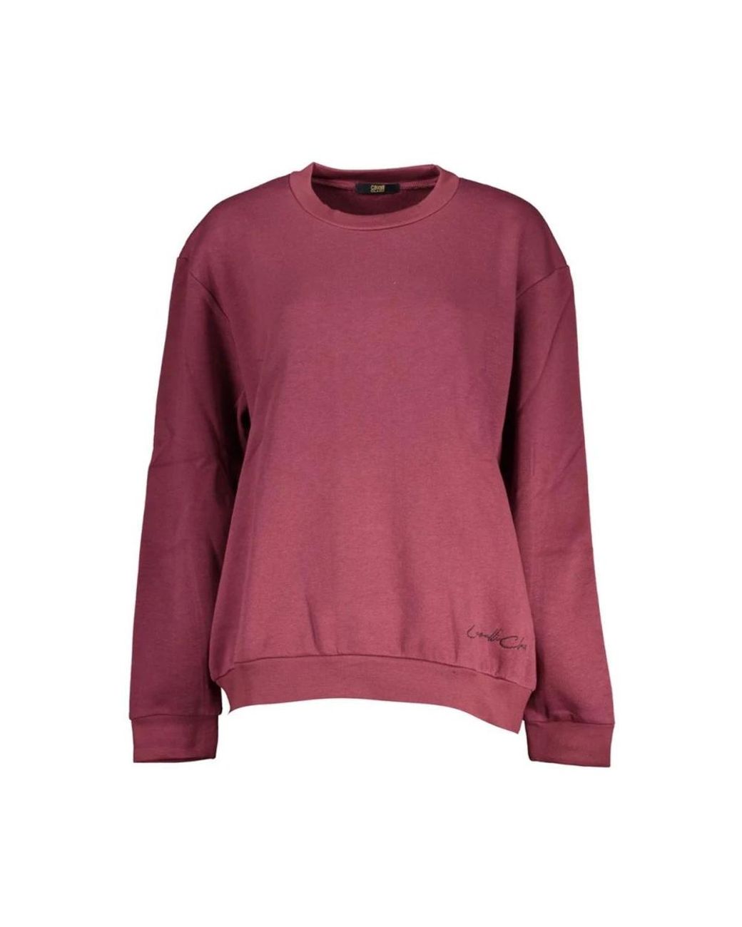Roberto Cavalli Hoodies & Sweatvesten ,Paars ,Katoen Paarse Crew Neck Sweatshirt Met Borduursel in het Purple