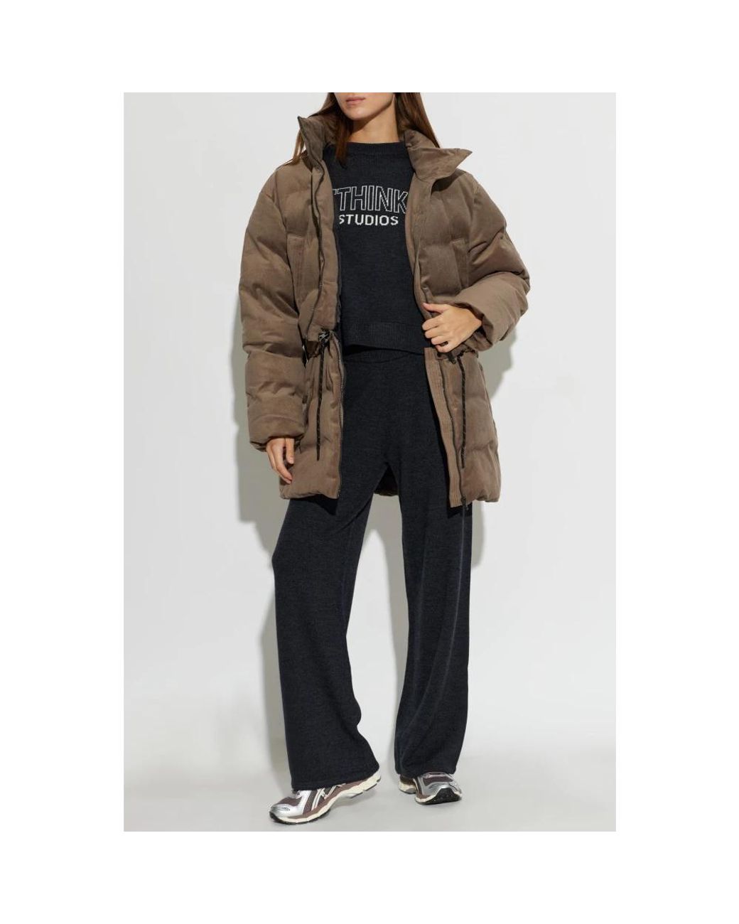 Rethinkit Studios Brown Wattierte Jacke Mit Eingenähtem Logo