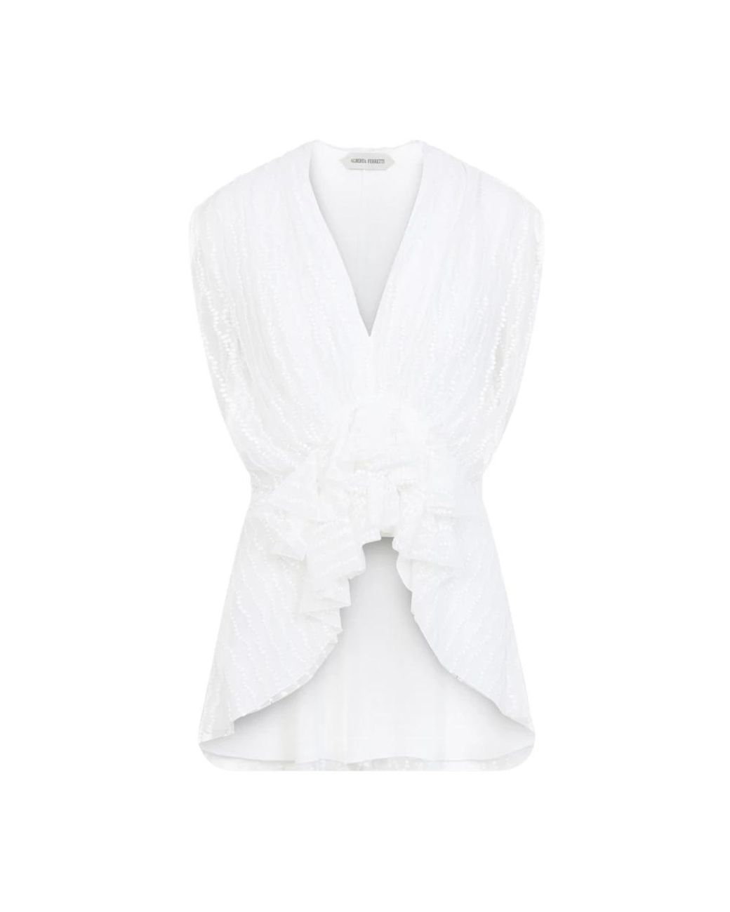 Alberta Ferretti Tule Top in het White