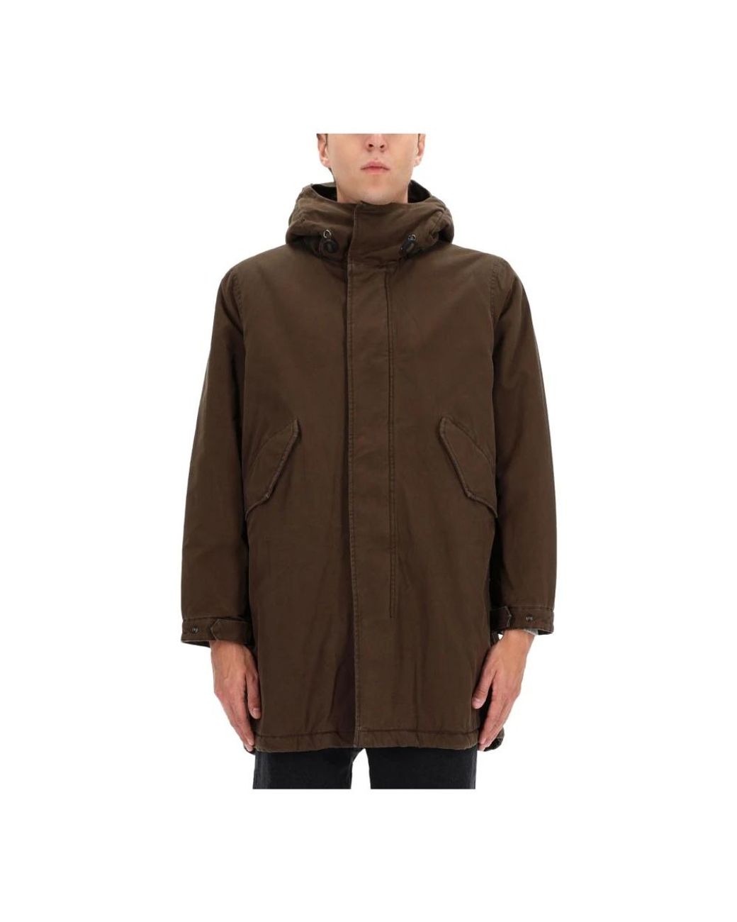 Aspesi Hooded Cotton Parka in het Brown voor heren