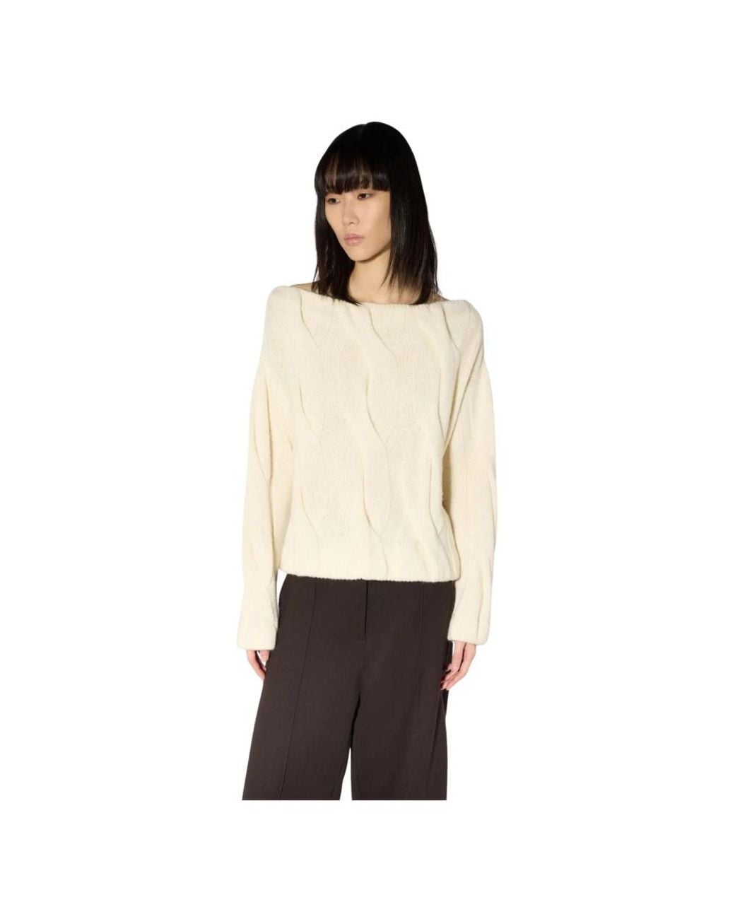 Liviana Conti Natural Round-Neck Knitwear
