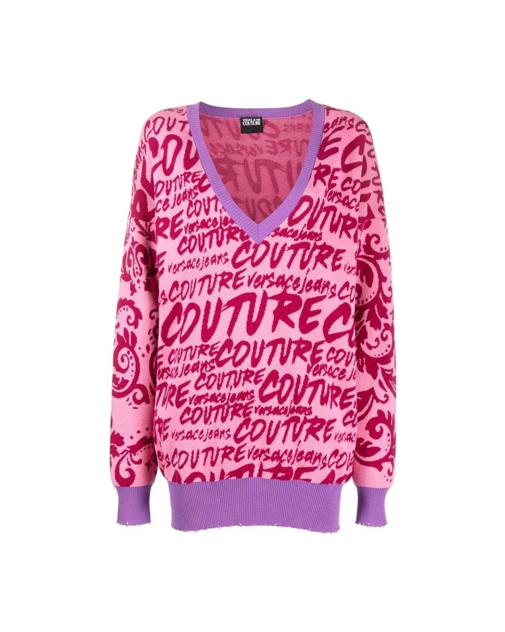 Versace Jeans Couture Pink V-Neck Knitwear