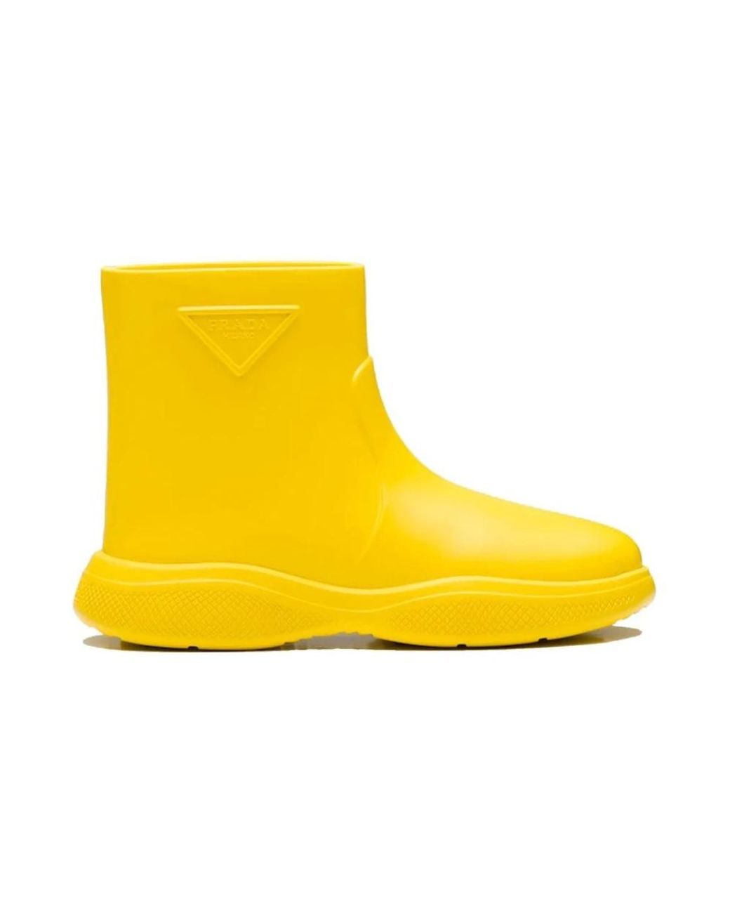 Prada Logo Rubber Laarzen in het Yellow