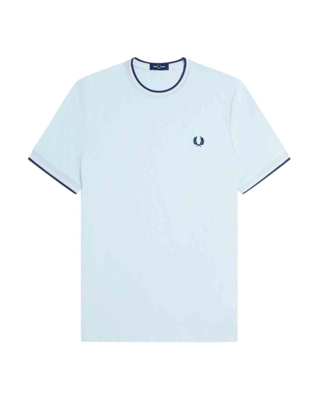 Fred Perry Tops ,Blauw ,Celeste Contrast Geribbelde Tee in het Blue