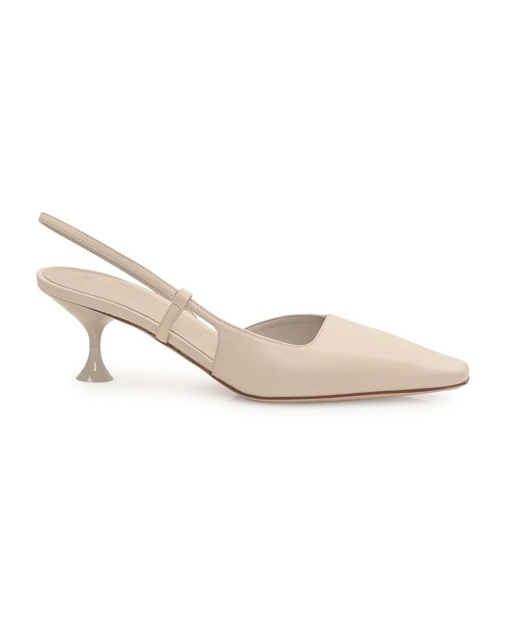 3Juin Schoenen ,Wit Leren Slingback Vierkante Neus Hakken in het White