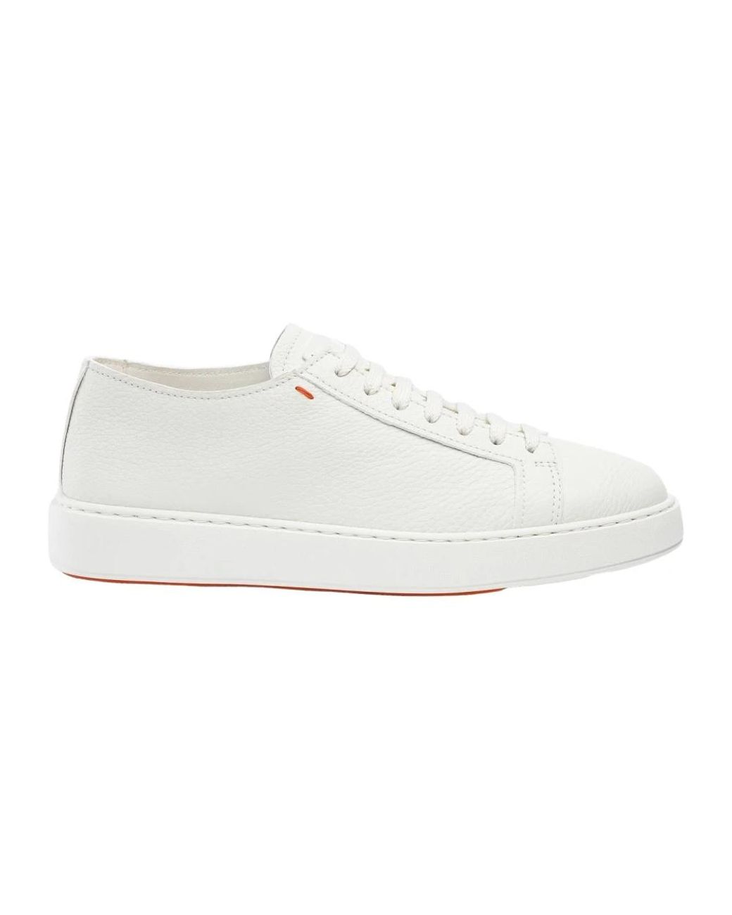 Santoni Weiße Sneaker Für Herren Aus Getrommeltem Leder in White für Herren