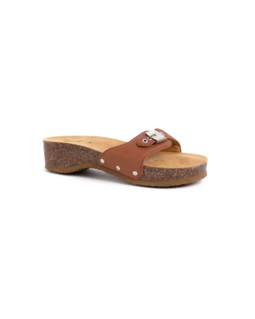 Scholl Brown Heeled Mules