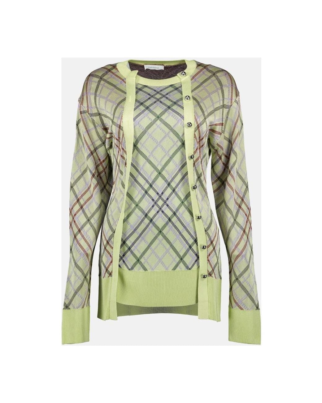 Rabanne Truien & Vesten ,Groen ,Geruite Vest Lente-Zomer 2025 Vrouwen in het Green