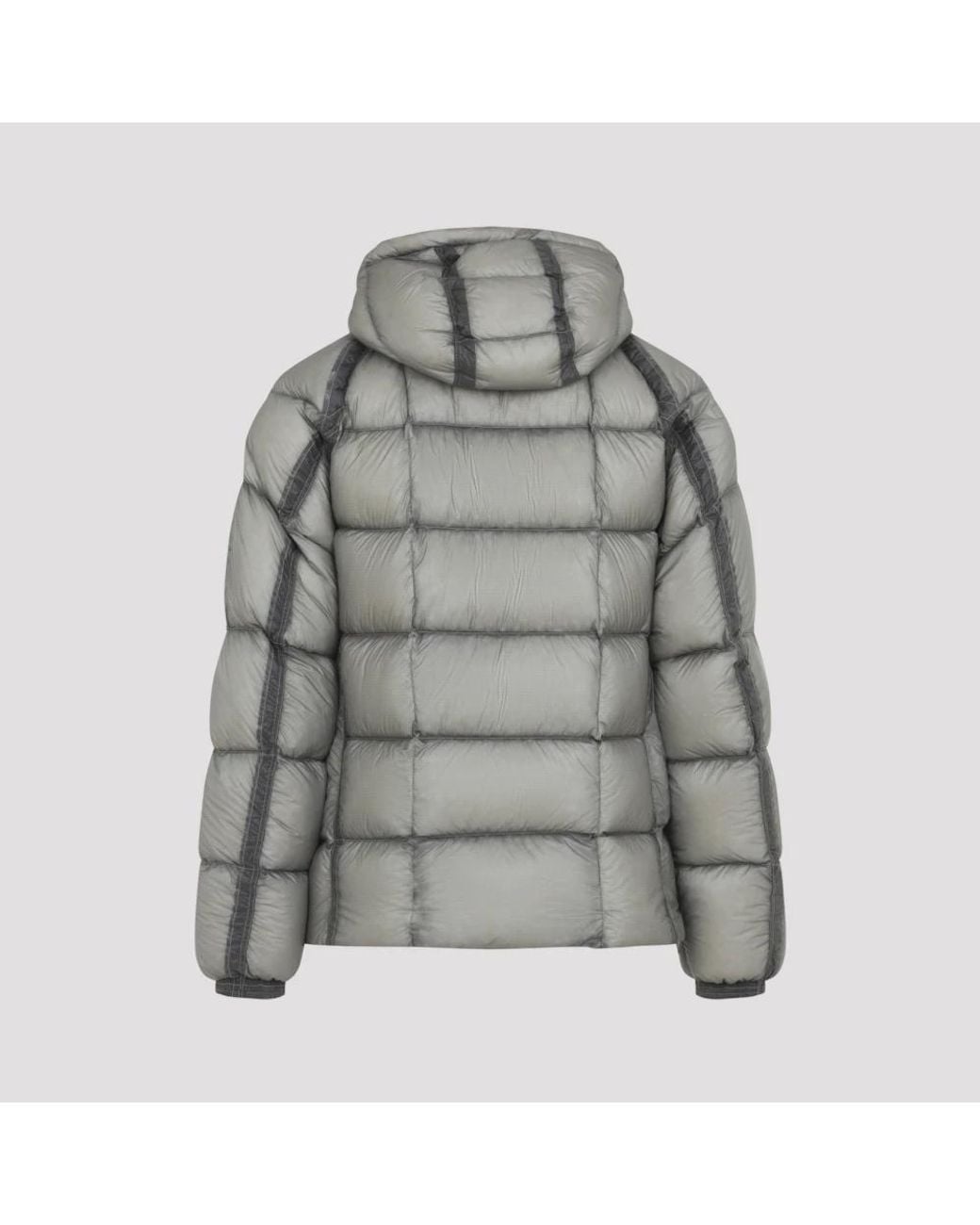 C P Company Gray Quilted Hooded Down Jacket for men