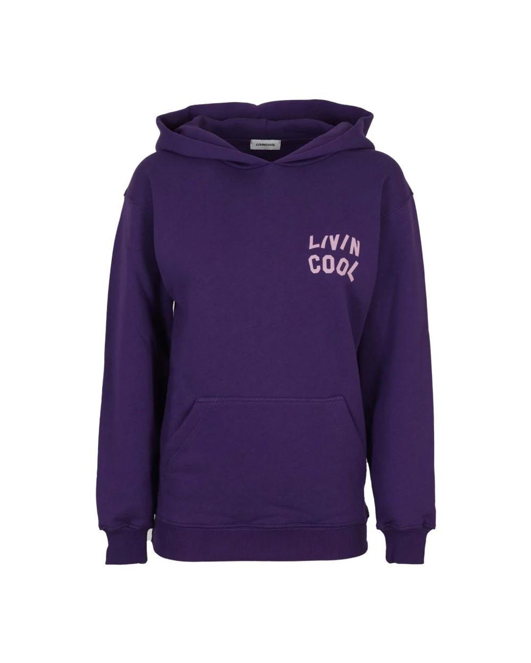 LIVINCOOL Hoodies & Sweatvesten ,Paars ,Katoen Artistieke Cappuccio Hoodie in het Blue