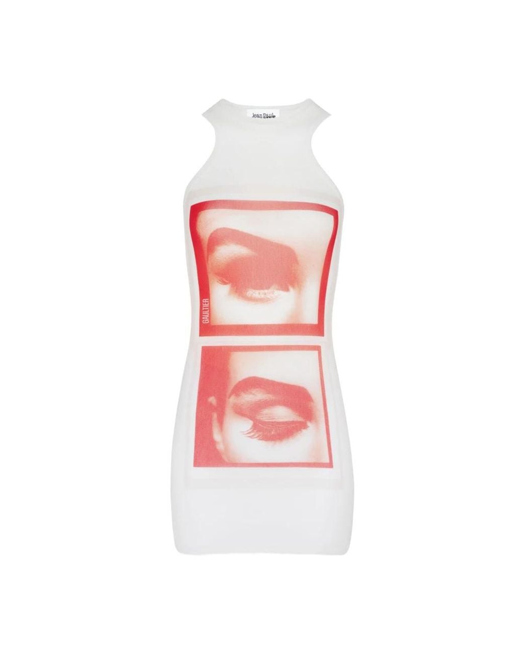 Jean Paul Gaultier Mesh Eyes And Lips Tank Top Dress in White | Lyst