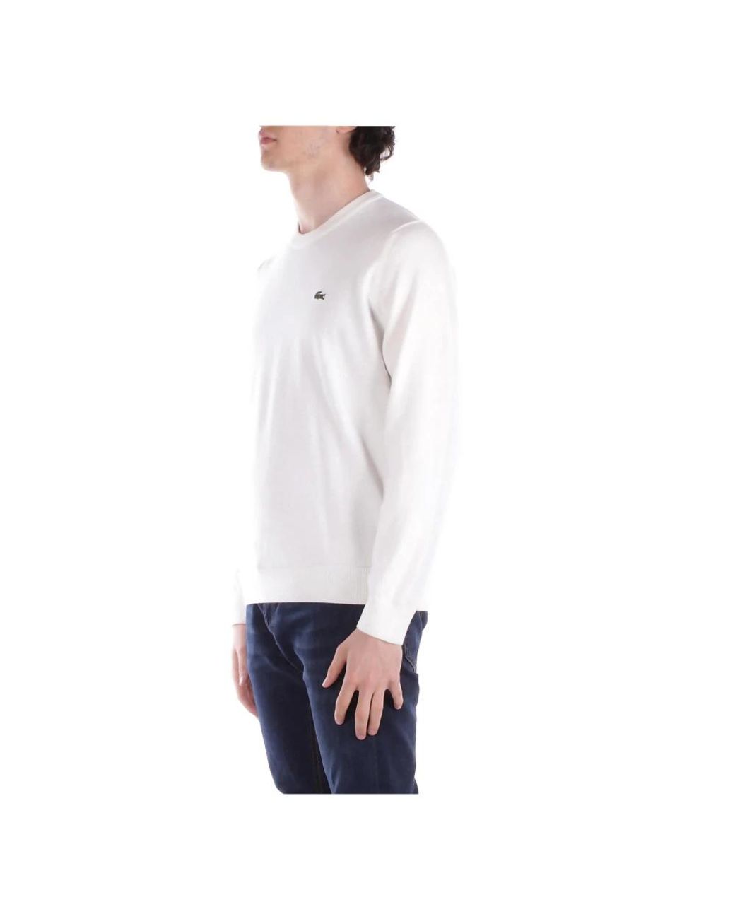 Lacoste White Round-Neck Knitwear for men
