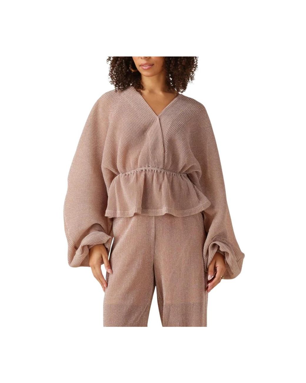 Notre-v Overhemden ,Wol Roze Longsleeve Top Voor Stijlvolle Vrouwen in het Brown