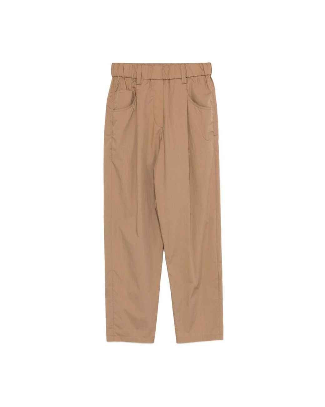 Brunello Cucinelli Lichtgewicht Poplin Five-Pocket Track Broek Met Monili in het Natural