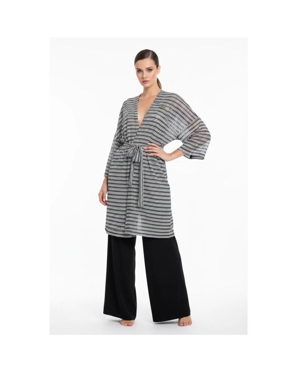 Moschino White Maxi Cardigan A Righe