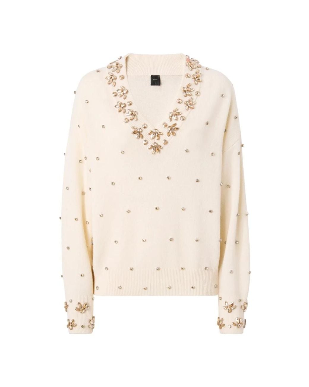 Pinko Natural V-Neck Knitwear