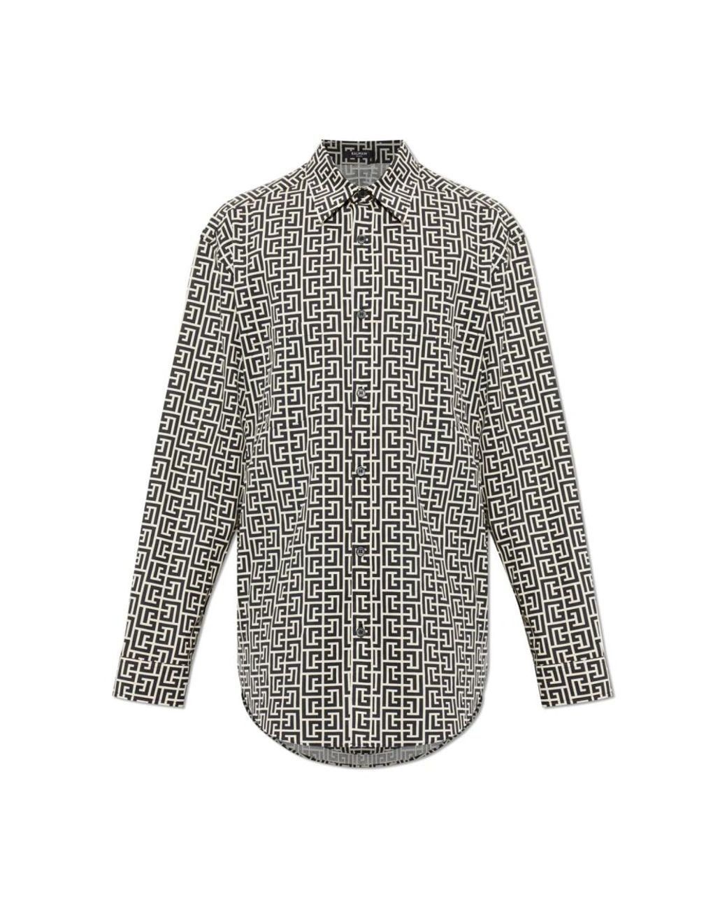 Balmain Monogram Shirt in het Gray voor heren