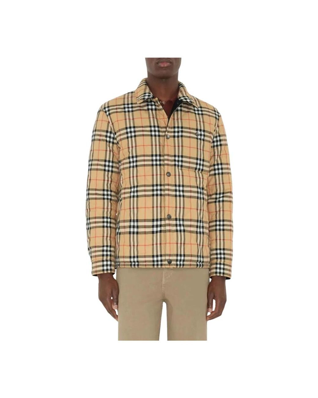 Burberry Reversible Check Quilted Jacket in het Metallic voor heren