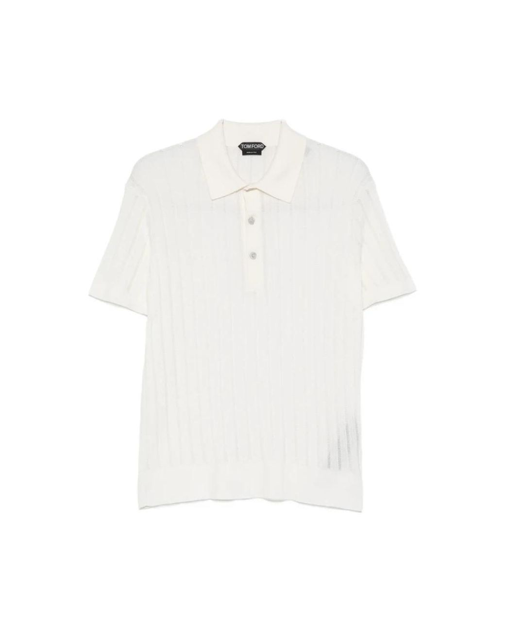 Tom Ford Tops ,Wit ,Katoen Katoenen Zijde Gebreide Polo in het White voor heren