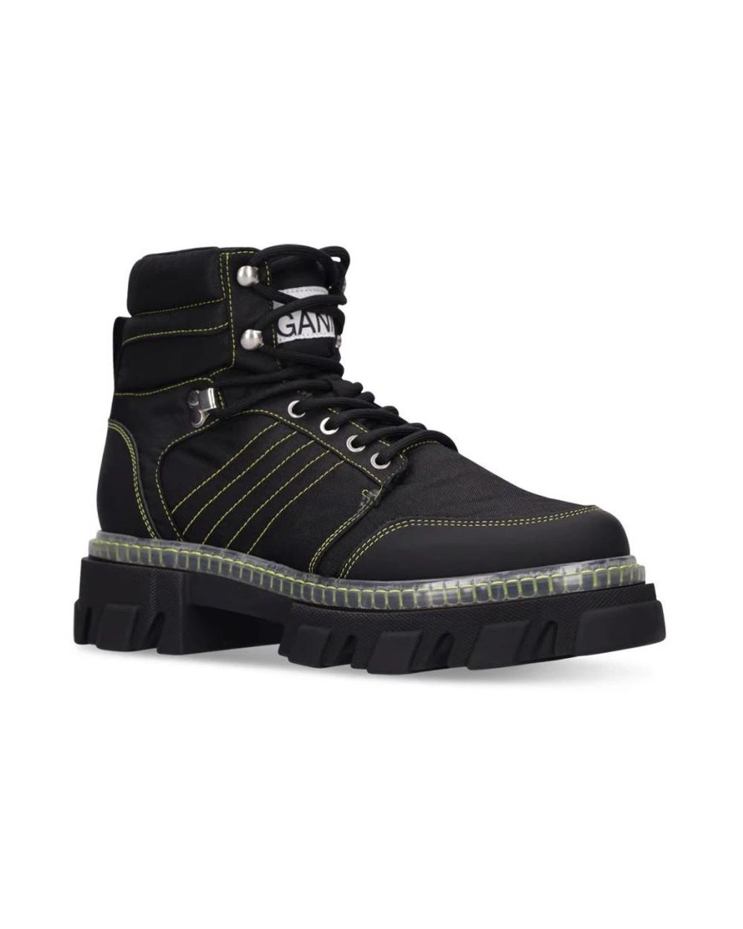 Ganni Black Lace-Up Boots