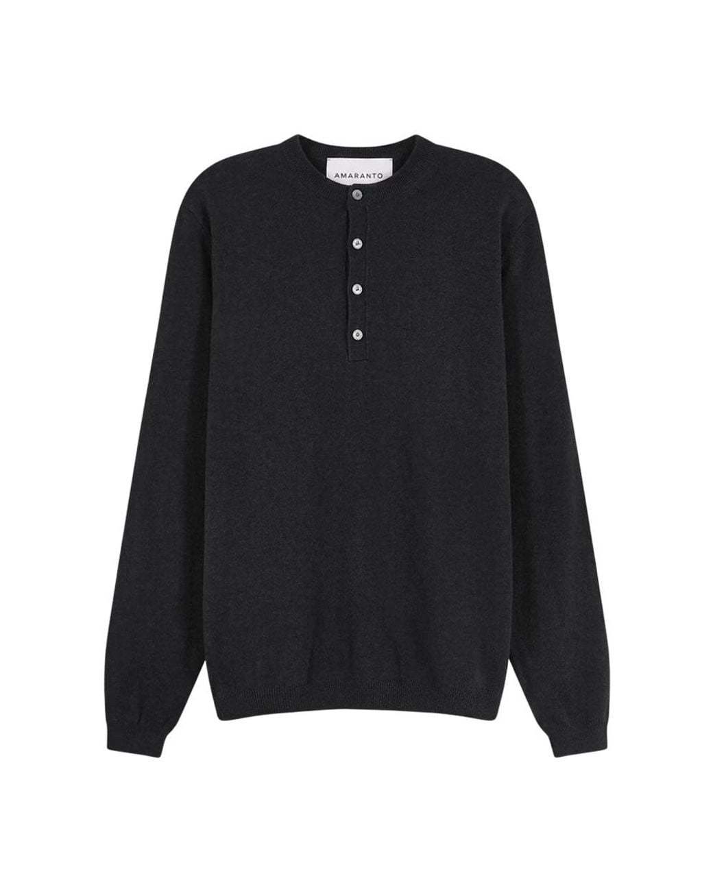 Amaranto Black Round-Neck Knitwear for men