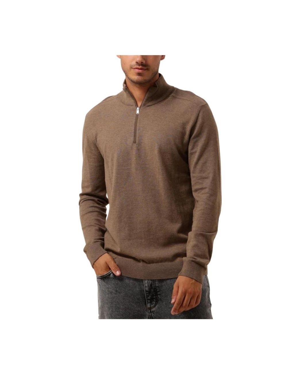 SELECTED Truien & Vesten ,Bruin Half Zip Cardigan Bruin in het Brown voor heren