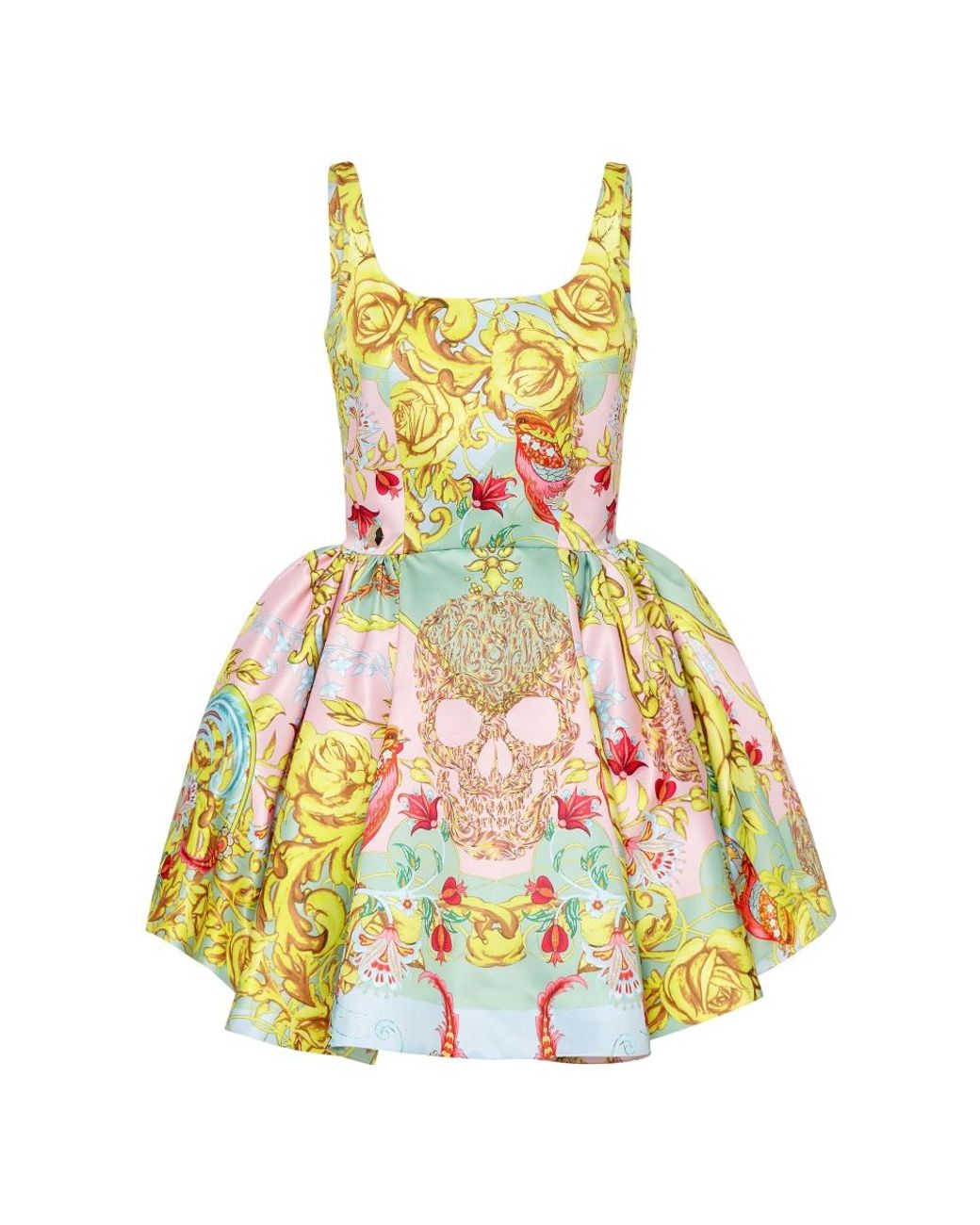 Philipp Plein Kleedjes ,Veelkleurig ,Polyester Flare Dress Baroque in het Yellow