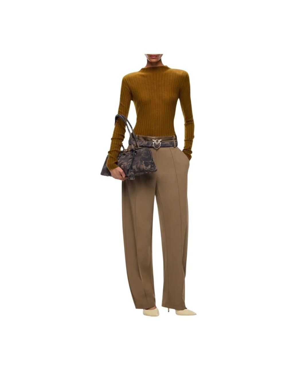 Pinko Brown Round-Neck Knitwear
