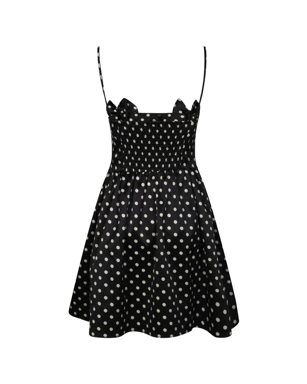 Ganni Black Mini Gown With Spaghetti Straps And Polka Dot Print