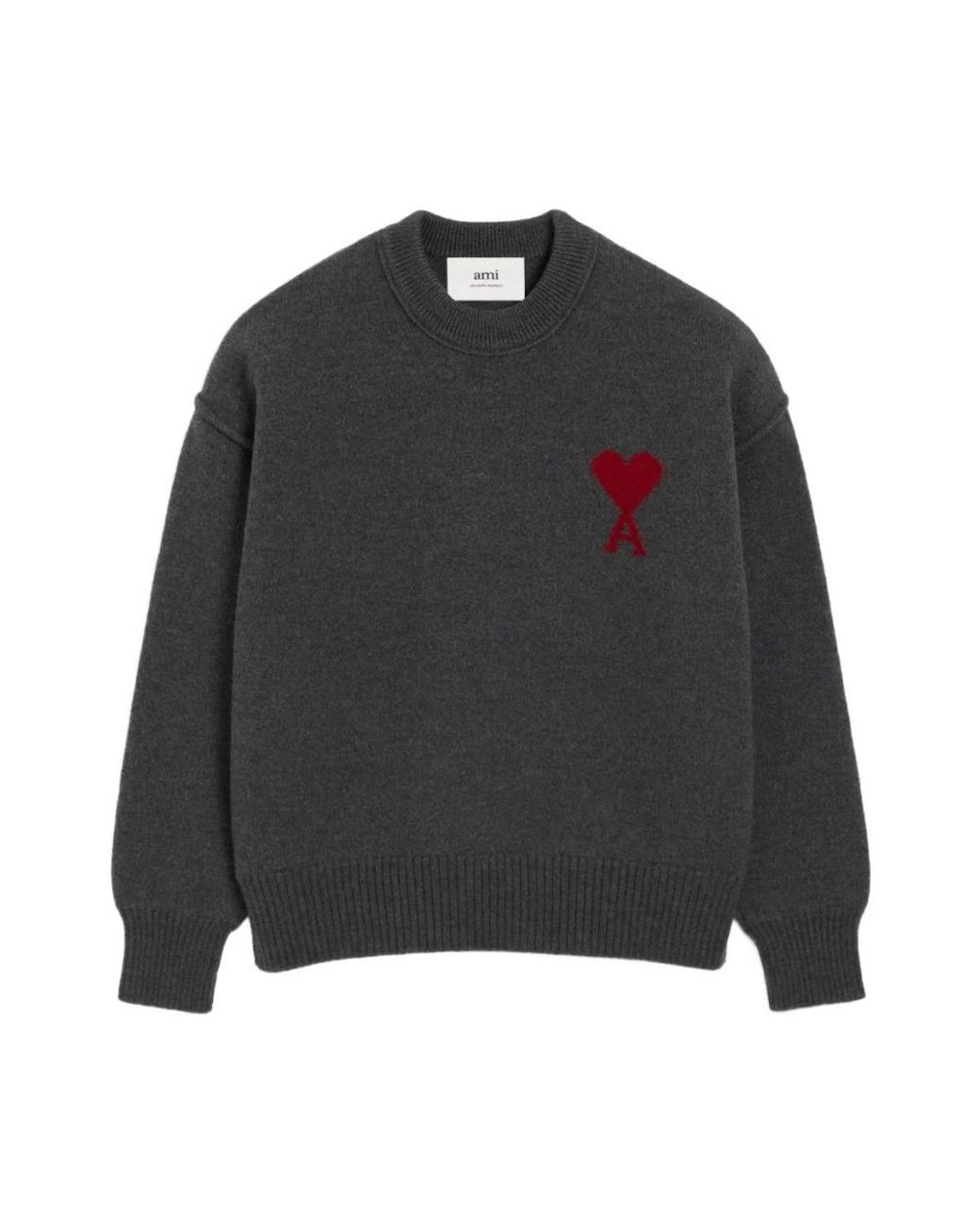 AMI Black Heather Wool Knit Sweater for men