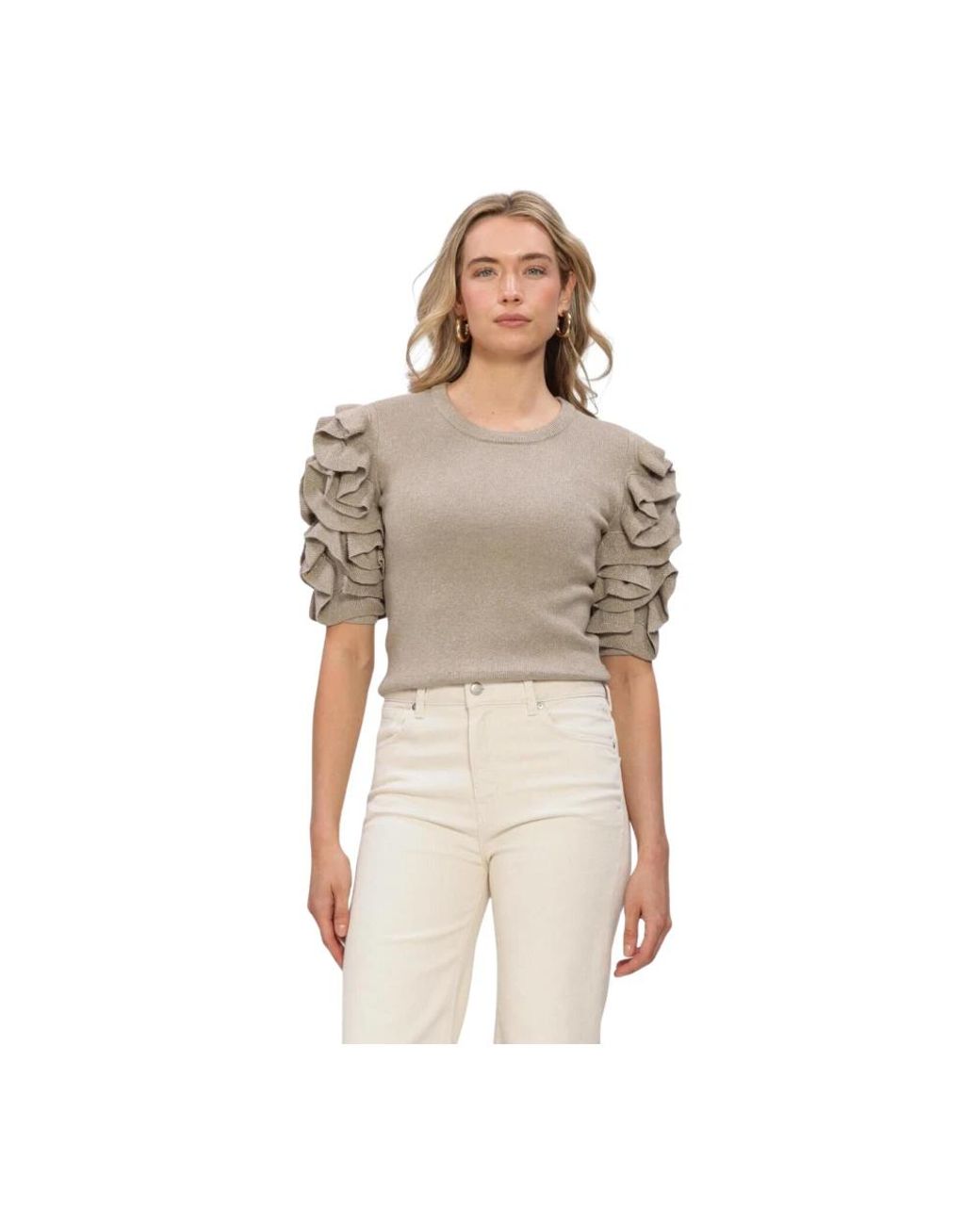 Object Objdiandra Knit 2/4 Re Pullover in het Natural