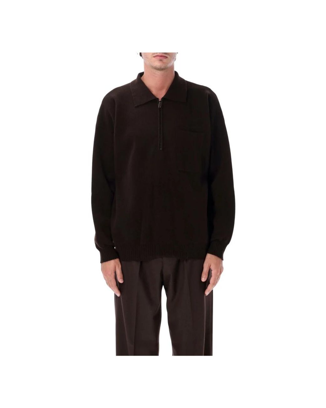 Roberto Collina Polo Halve Ritssluiting in het Black voor heren