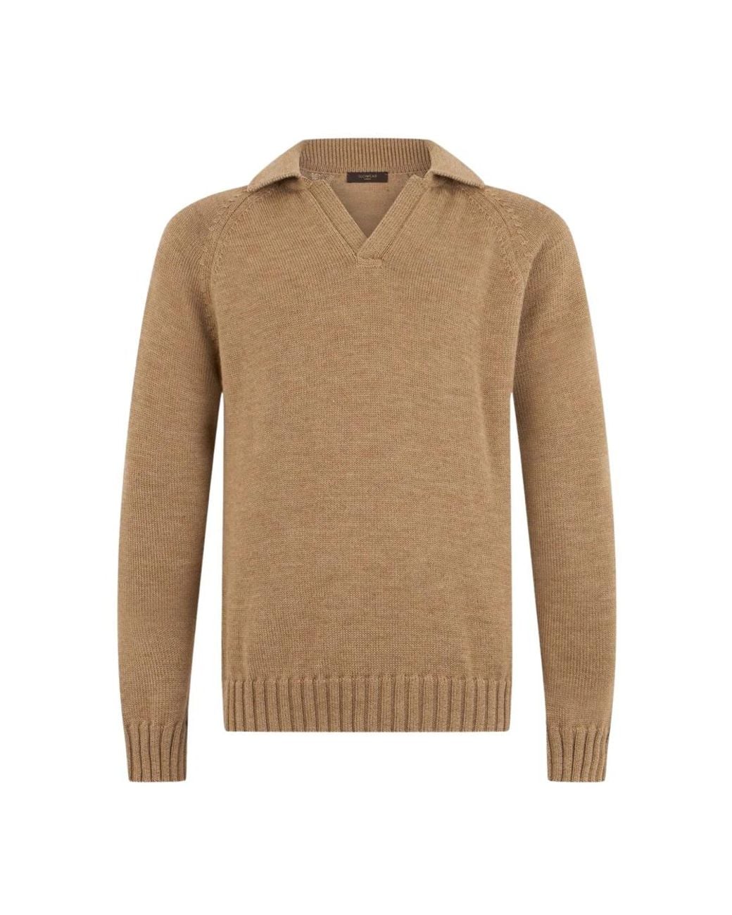 Zanone Brown V-Neck Knitwear for men