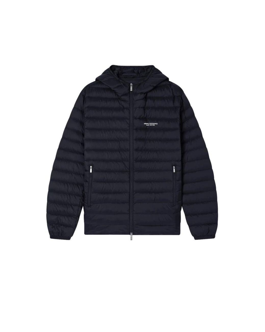 ARMANI EXCHANGE Jassen ,Zwart ,Nylon Full Zip Donsjack Met Capuchon in het Blue voor heren