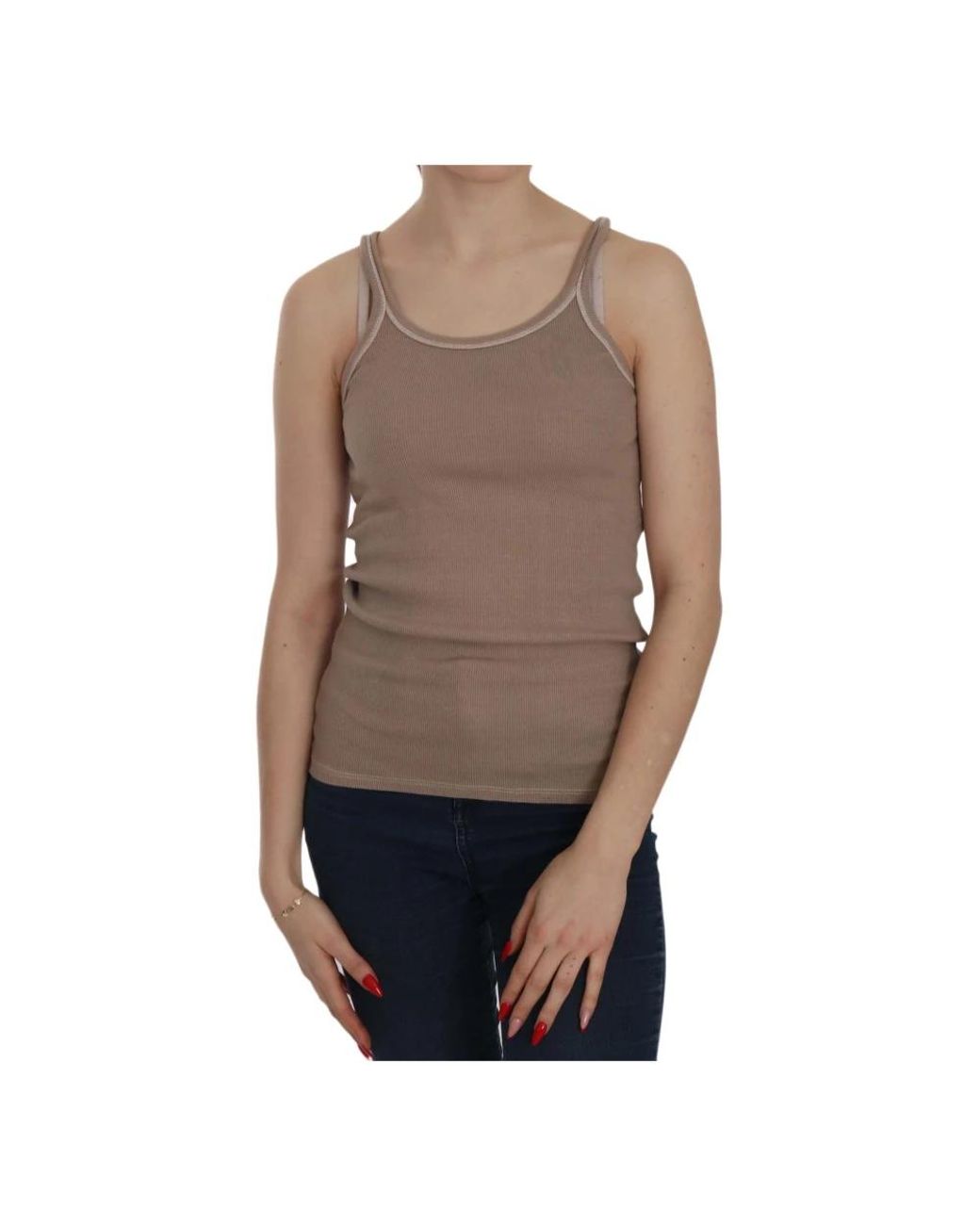 Pink Memories Brown Sleeveless Tops