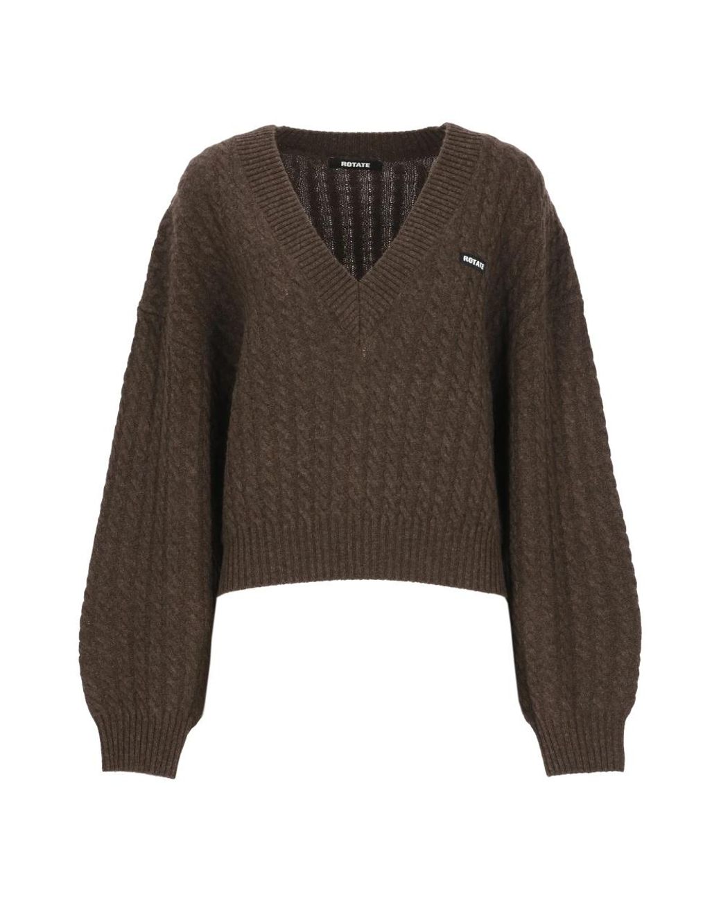 ROTATE BIRGER CHRISTENSEN Brown V-Neck Knitwear