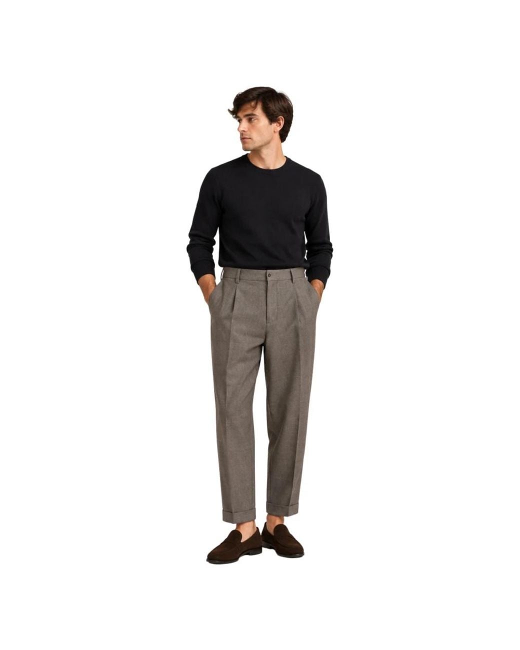 BRIGLIA Gray Cropped Trousers for men
