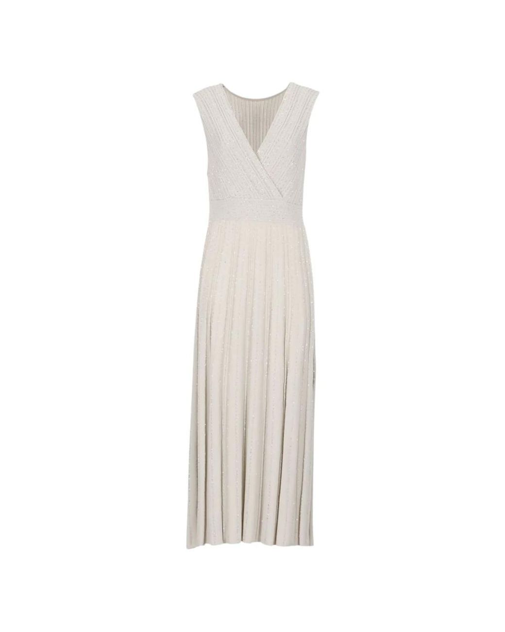 D.exterior Kleedjes ,V-Hals Geplooide Maxi Jurk in het White