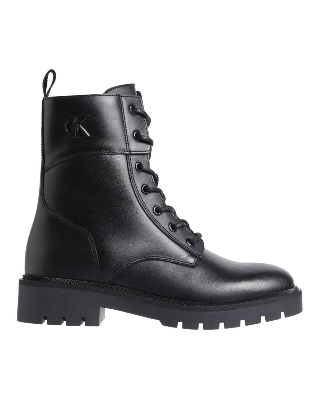 Calvin Klein Black Combat Boot Mid Zip
